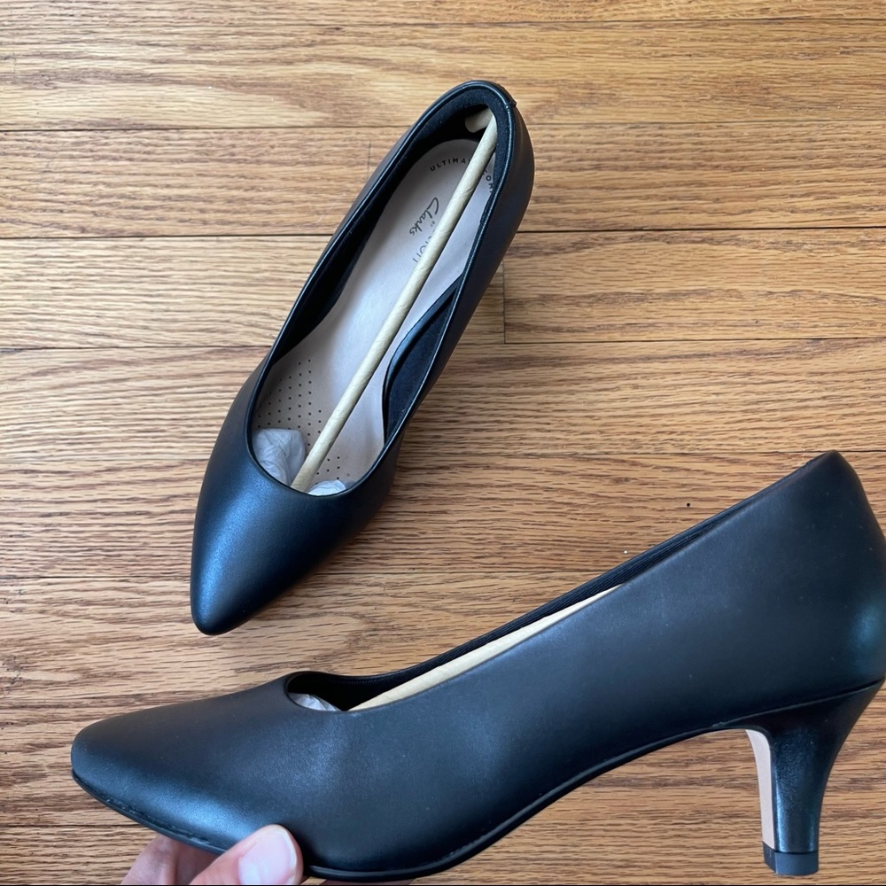 NEW Clarks Linvale Jerica Pump Black Leather Size 7.5 WIDE NWT